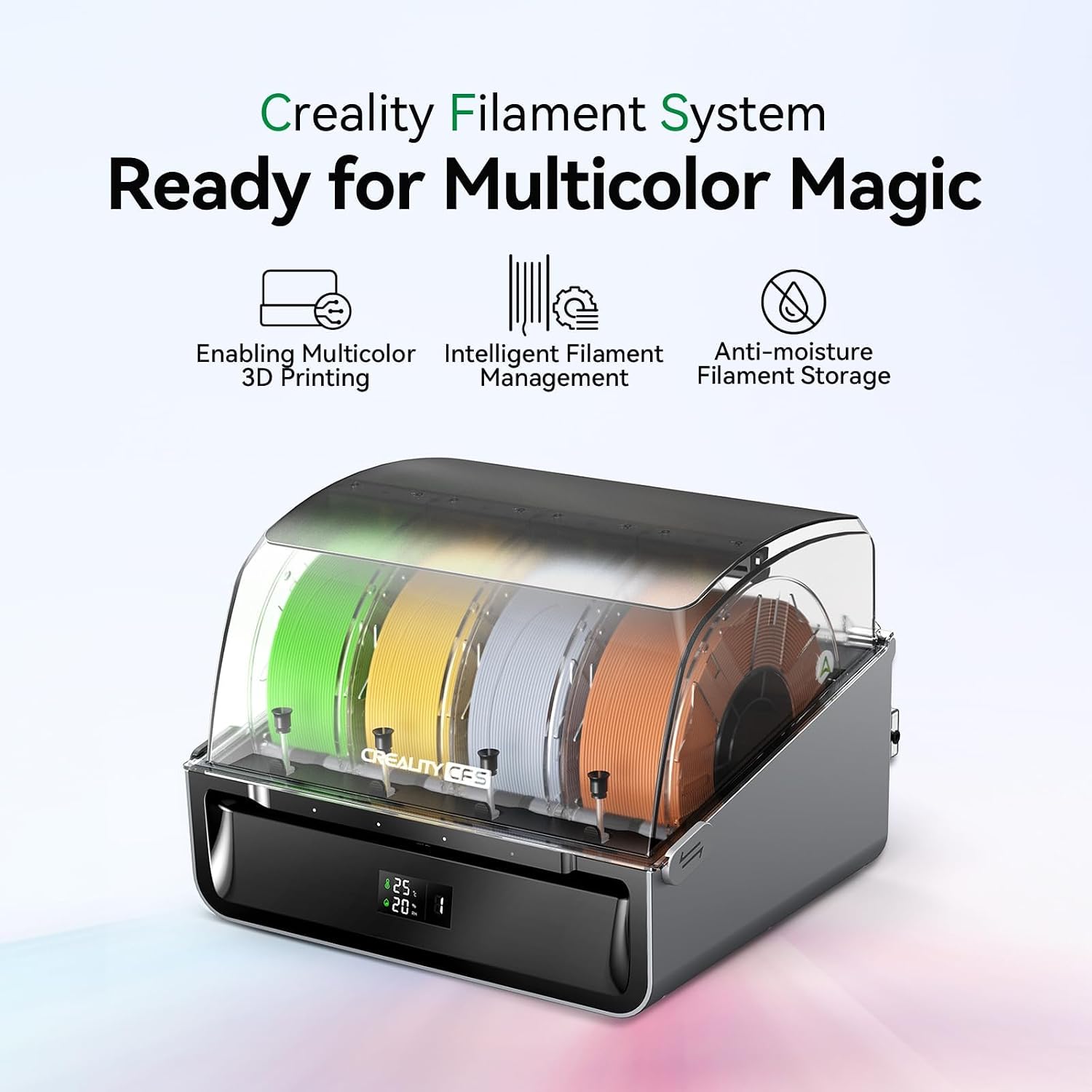 Creality CFS Multi Color 3D Printer Automatically Filament System, Anti-Moisture Filament Storage, Supports 4 Parallel Devices for 16 Color Printing, Compatible with K2 Plus/Hi Series 3D Printer