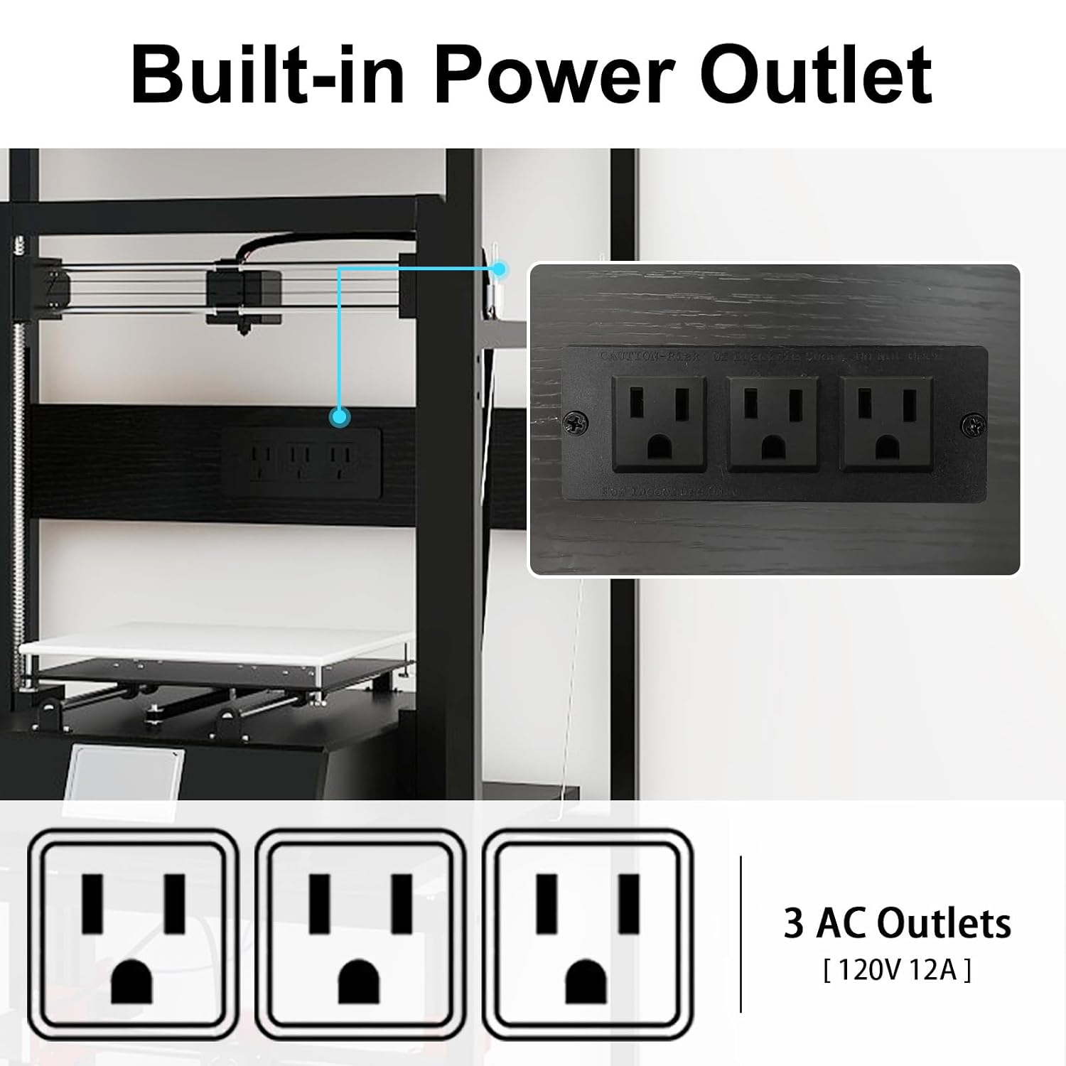 PUNCIA 3-Tier 3D Printer Stand with Filament Storage, Heavy Duty Workbench Rack – Compatible with FDM/SLA, Studio, Workshop, Office Use, Space-Saving Organizer for Multiple Filament Types