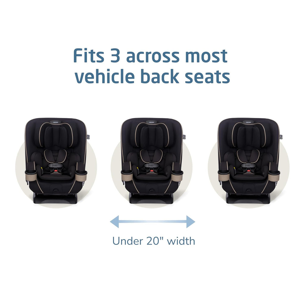 Maxi-Cosi Kani 4-in-1 Infant Kids Convertible Car Seat, Rear-Facing, Forward-Facing, Booster, Slim 3-Across Fit, Magnetic Buckle, 5-Position Recline, Fits 5-100 lbs, 19-57 in, Caspian Caviar