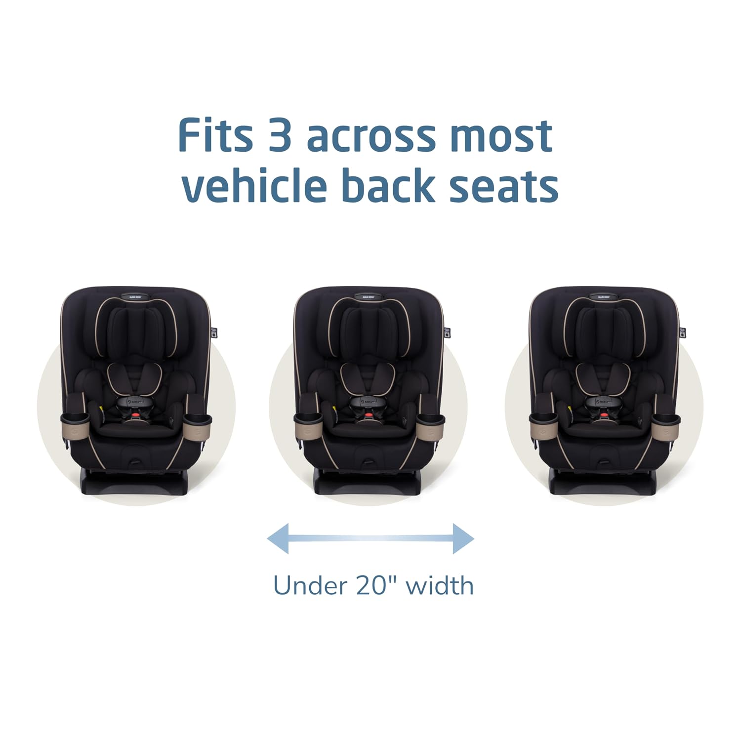Maxi-Cosi Kani 4-in-1 Infant Kids Convertible Car Seat, Rear-Facing, Forward-Facing, Booster, Slim 3-Across Fit, Magnetic Buckle, 5-Position Recline, Fits 5-100 lbs, 19-57 in, Caspian Caviar