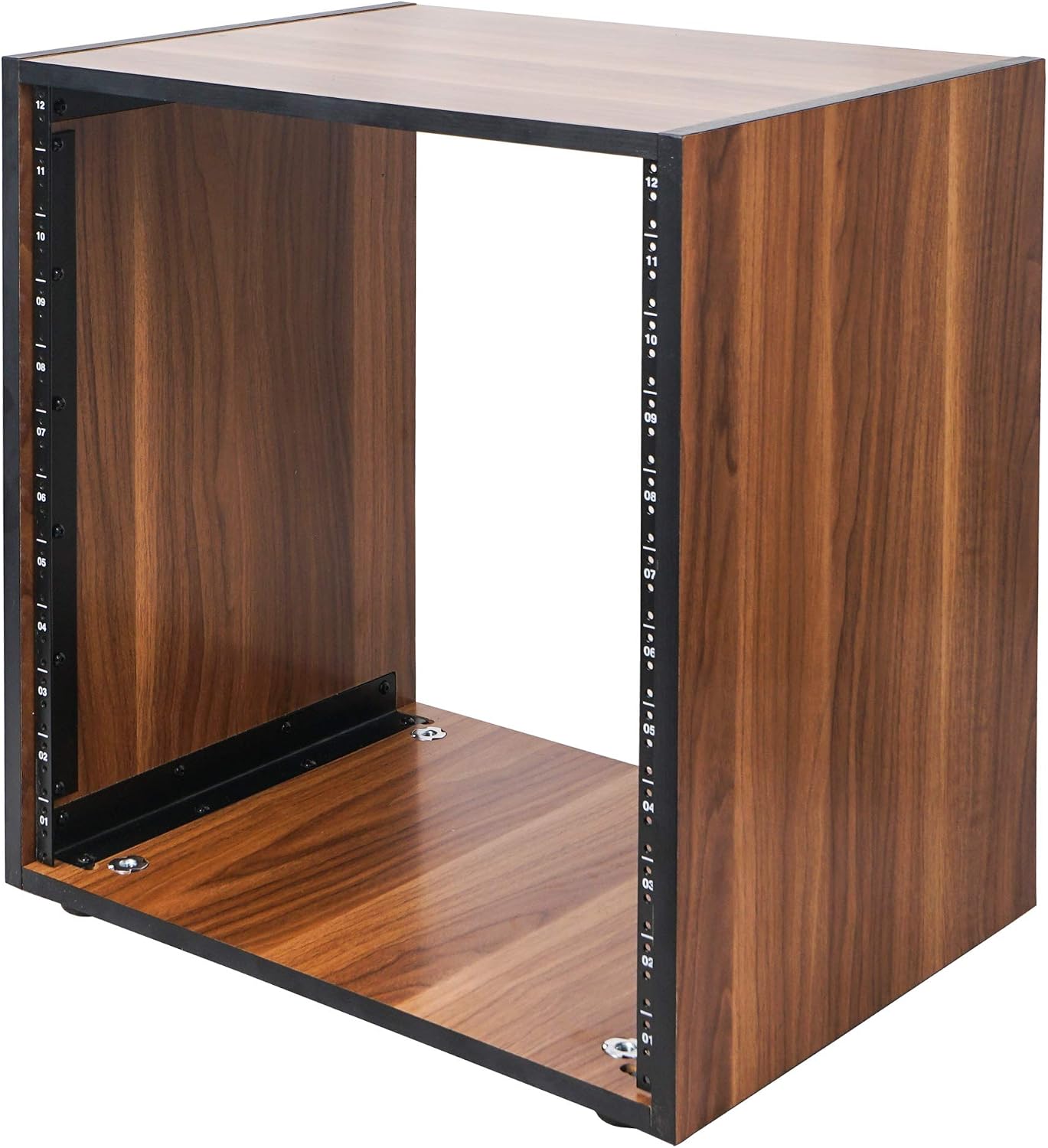 Sound Town DIY 12U Studio Rack with Furniture Grade Walnut Laminate, Rubber Feet, Casters (SDRK-12WN)