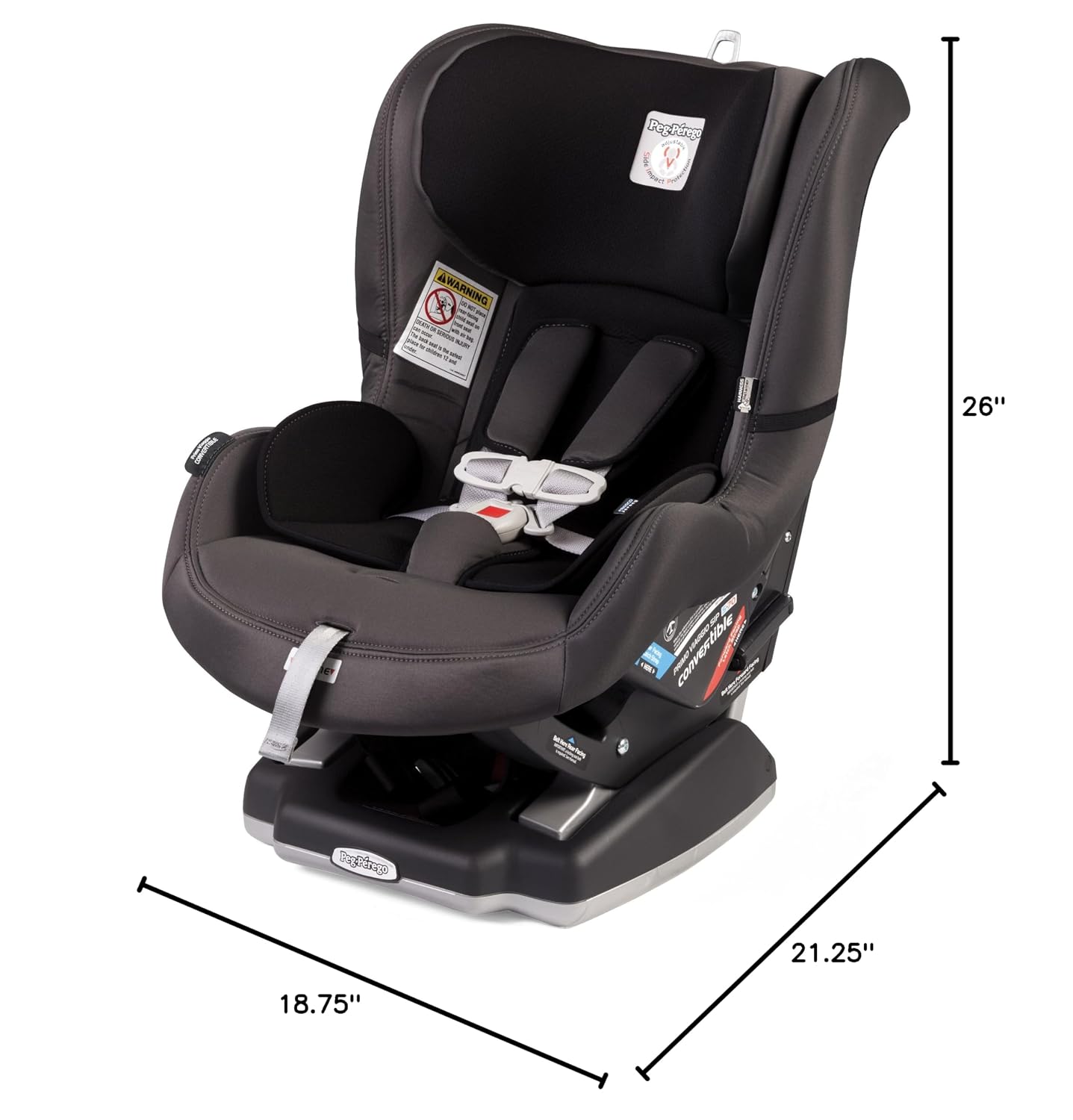 Peg Perego Primo Viaggio Convertible - Reversible Car Seat - Rear Facing for Children 5 to 45 lbs and Forward Facing for Children 22 to 65 lbs - Made in Italy - Atmosphere (Grey)