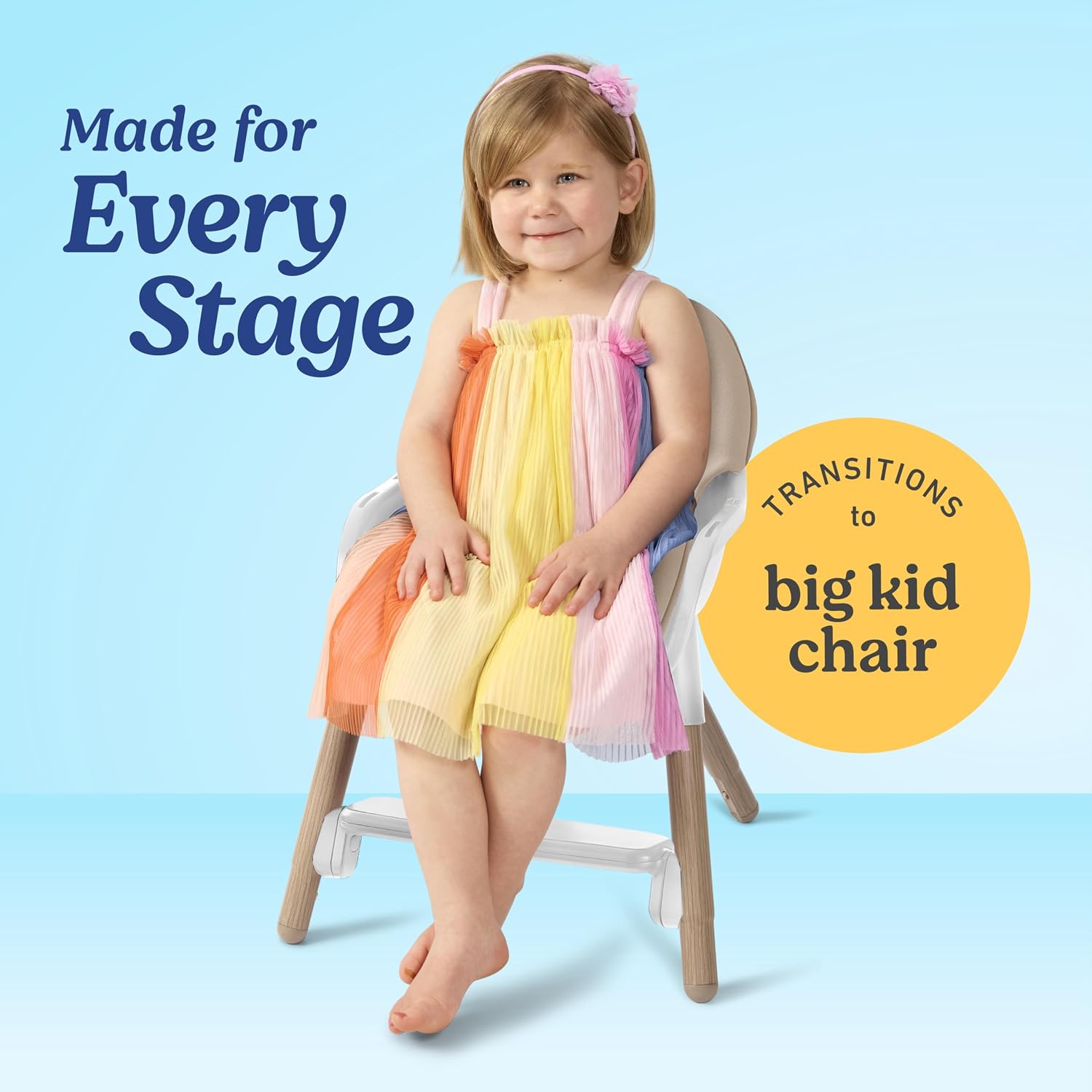 Graco Ready2Dine DLX 4-in-1 Highchair, Portable High Chair with 4 Growing Stages, Foldable Baby High Chair, Toddler Feeding Seat, Youth Stool, and Big Kid Seat, Linden