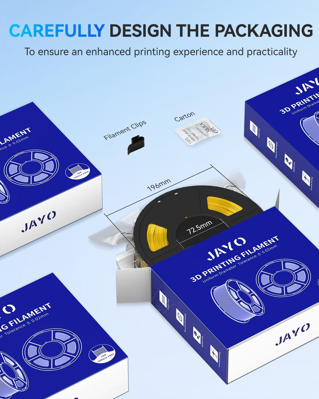 JAYO PLA+ Filament 1.75mm,3D Printer Filament PLA Plus Dimensional Accuracy +/- 0.02 mm, 1.1 Kg Per Spool, Black+White+Gray+Transparent+Clear(Blue+Red+Purple+Yellow+Orange+Green) of 10