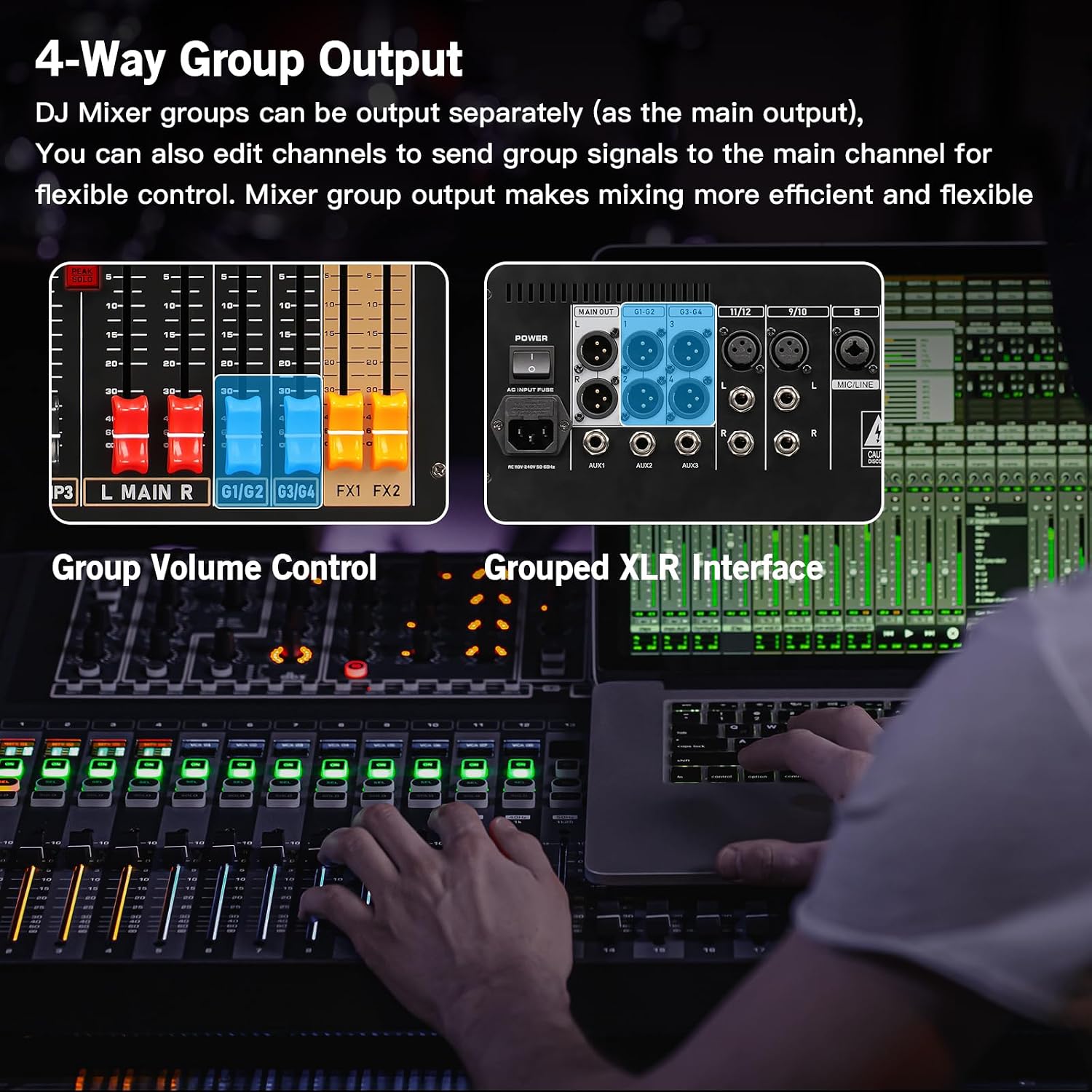 16 Channel Live Sound Audio Mixer with USB Interface, Mixing Console with 48V Phantom Power, 99 DSP Effects, XLR Inputs, DJ Mixer for Events, Stage, Band