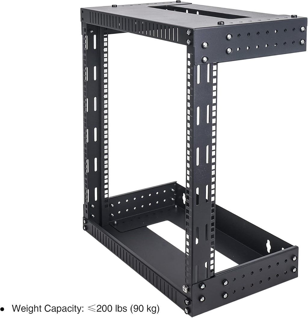 Sound Town 2-Post 12U Wall-Mount Open Frame Server and Network Equipment Rack with Adjustable Depth 12'-20' (ST2PWOR-A12U)
