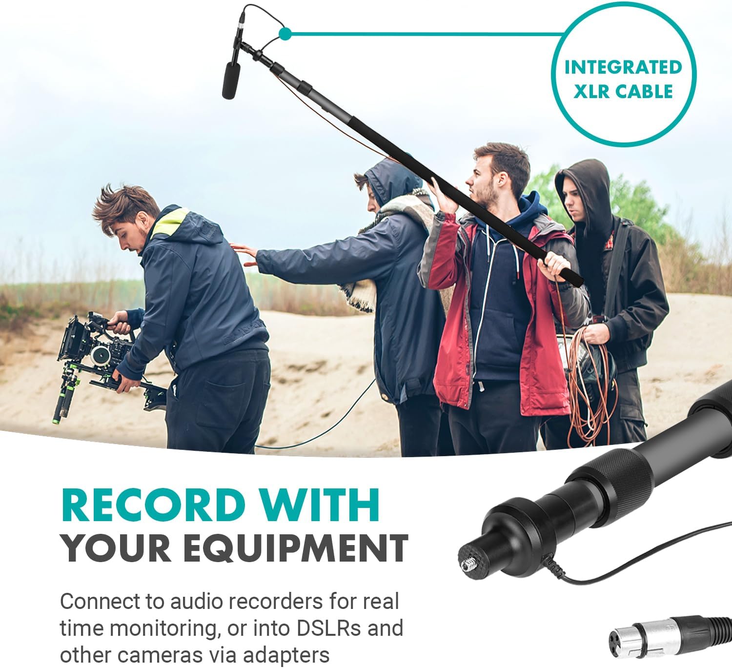Movo XLR Shotgun Microphone & Boom Pole Kit – Professional Location Sound Recording Bundle with Shotgun Mic and Boompole with Internal XLR Cable for Filmmaking, ENG, and Broadcast Audio