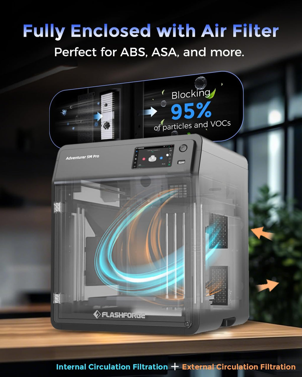 FLASHFORGE AD5M Pro 3D Printer, CoreXY 600 mm/s Printing Speed, 0.4 & 0.6mm 3s Quick-Swap 280°C Nozzles, 1-Click Auto Leveling, Fully Enclosed, 220×220×220mm Build Volume