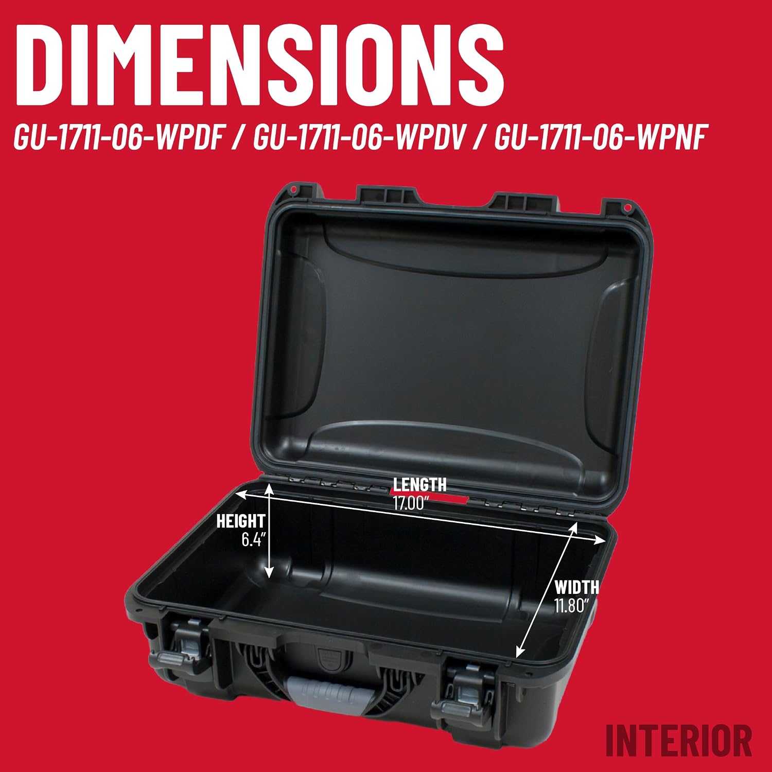 Gator Cases Titan Series Waterproof Utility/Equipment Case with Diced Foam Insert, 17' x 11.8' x 6.4' (GU-1711-06-WPDF)