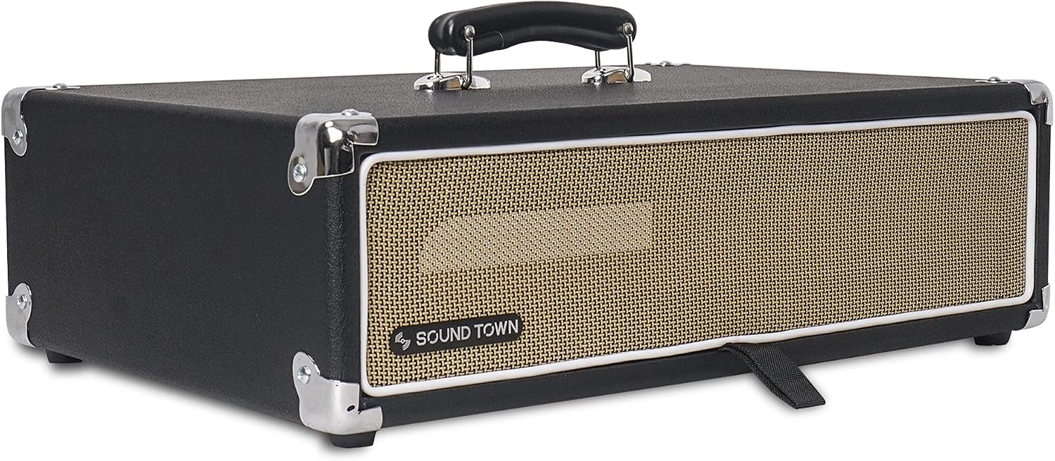 Sound Town Vintage 2U Amp Rack Case, 12.5' Depth with Rubber Feet, Dust Cover, Kickstand, Black (STVRC-2BK)