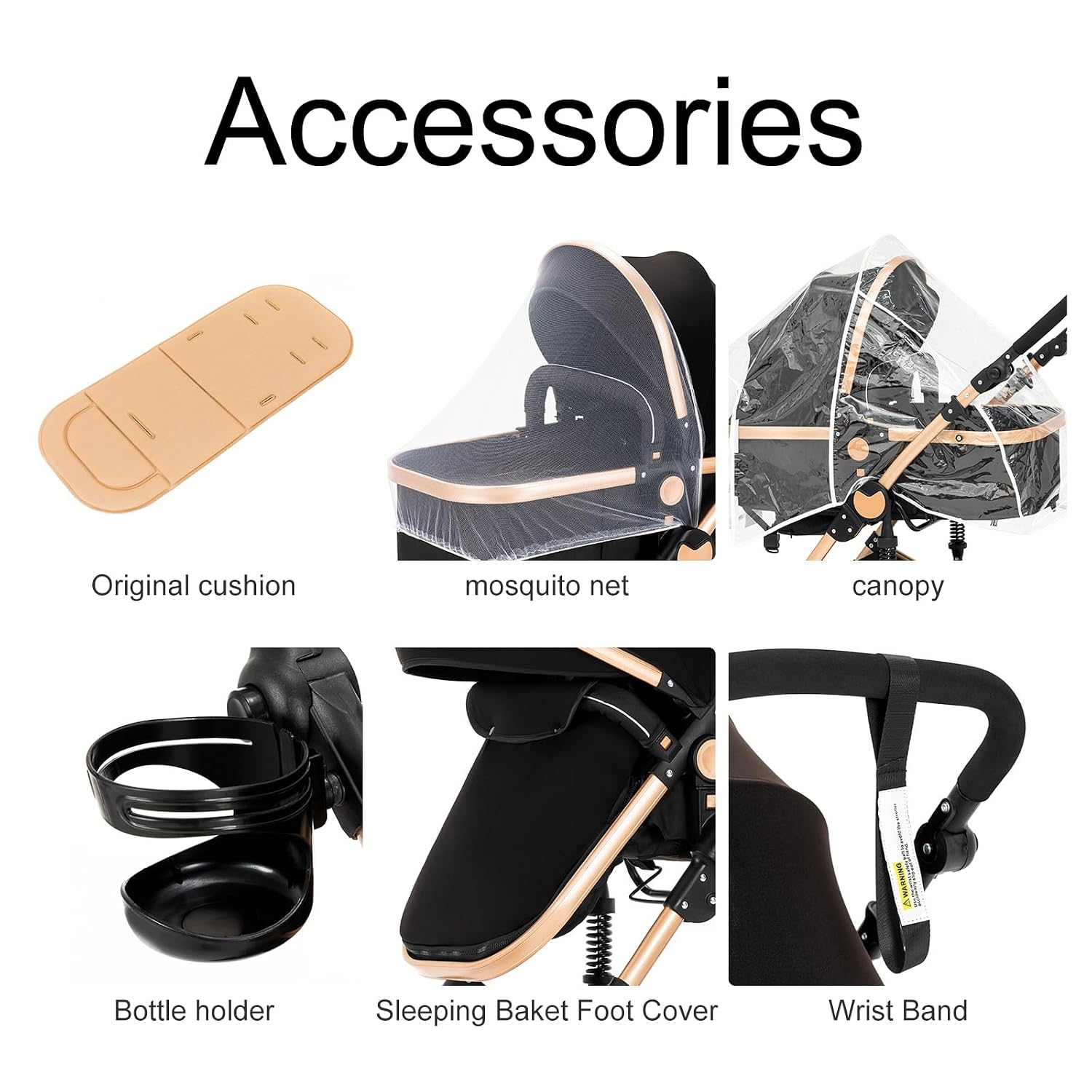 2 in 1 Baby Stroller, One Click Folding Convertible Newborn Infant parm, Reclining Buggy That can be Pushed Forward and Backward, New Born Pushchair 0-36 Month (2US588-BLACK)