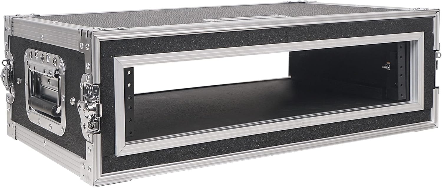 Sound Town Shock Mount 2U ATA Plywood Rack Case with 15' Rackable Depth, 2-Space Size, Pro Tour Grade (STRC-SP2US)