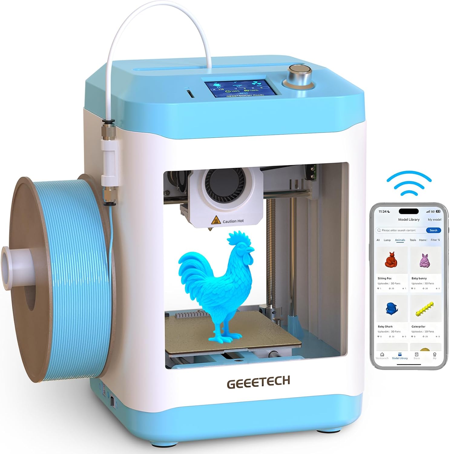 Geeetech Smart 3D Printer for Kids and Beginners, WiFi Mini 3D Printers with App Control, High Speed and Quality Printing, Fully Assembled and Auto Leveling, Designed for Home, School and Office