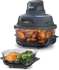 Ninja Crispi Air Fryer, Microwave, Freezer & Dishwasher Safe, Non Toxic Glass Portable Cooking System, 4 QT & 6 Cup Glass Containers with Storage Lids, Easy Meals, Air Fry, Bake, Grey (Renewed)