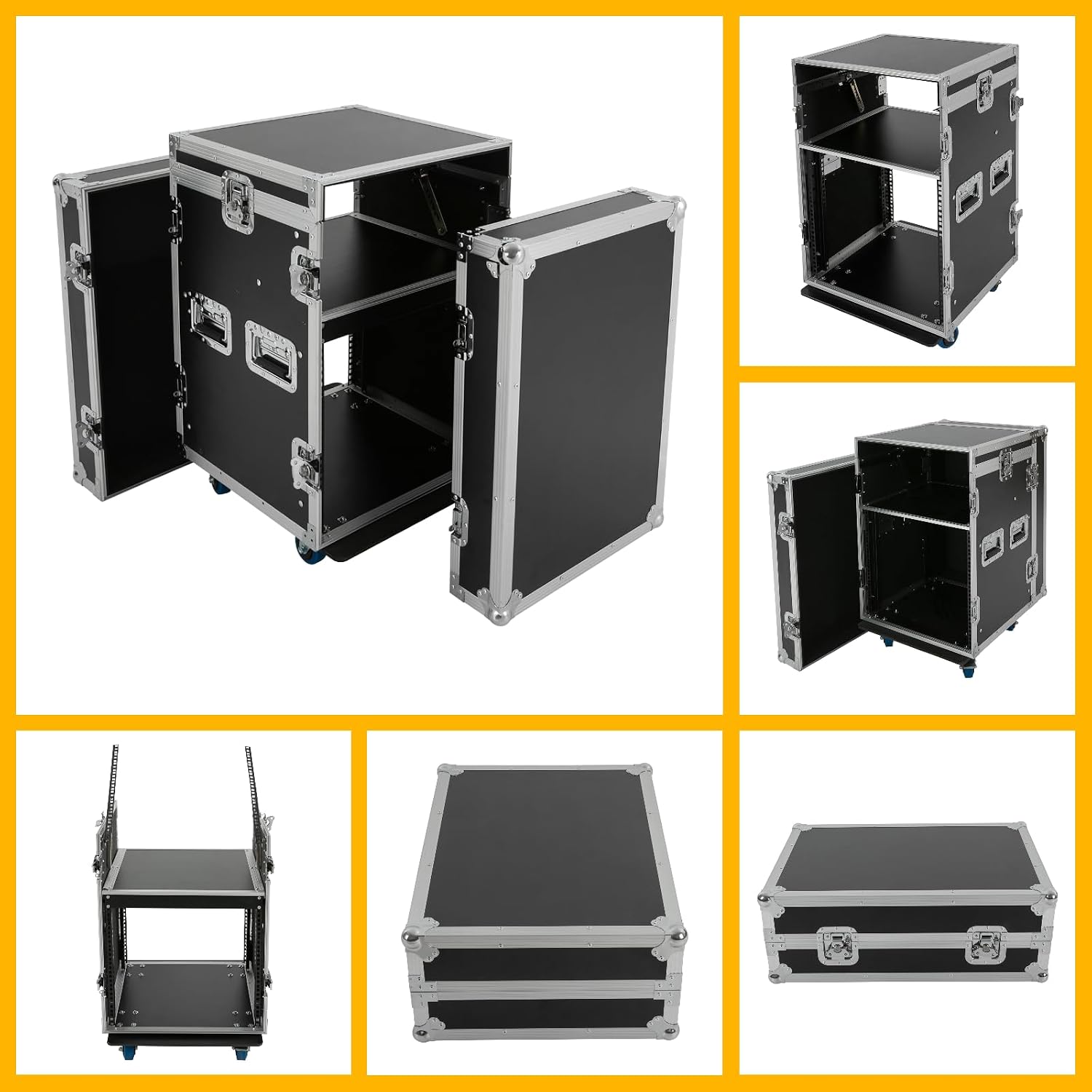 10U PA DJ Rack with Wheels, Rolling Studio Equipment Cabinet with Locking Drawer, 660 lbs Load Capacity Heavy Duty Audio Work Table Case, Mixer Amplifier Rack Stand (29.13*22.05*30.12in, Black)