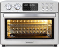 28QT Air Fryer Toaster Oven Combo, Large 12-in-1 Convection Countertop Oven with Next-Gen HeatWave Convection, 3-Layer Cooking, Rotisserie for Chicken, Fits 11' Pizza, All Accessories, Stainless Steel