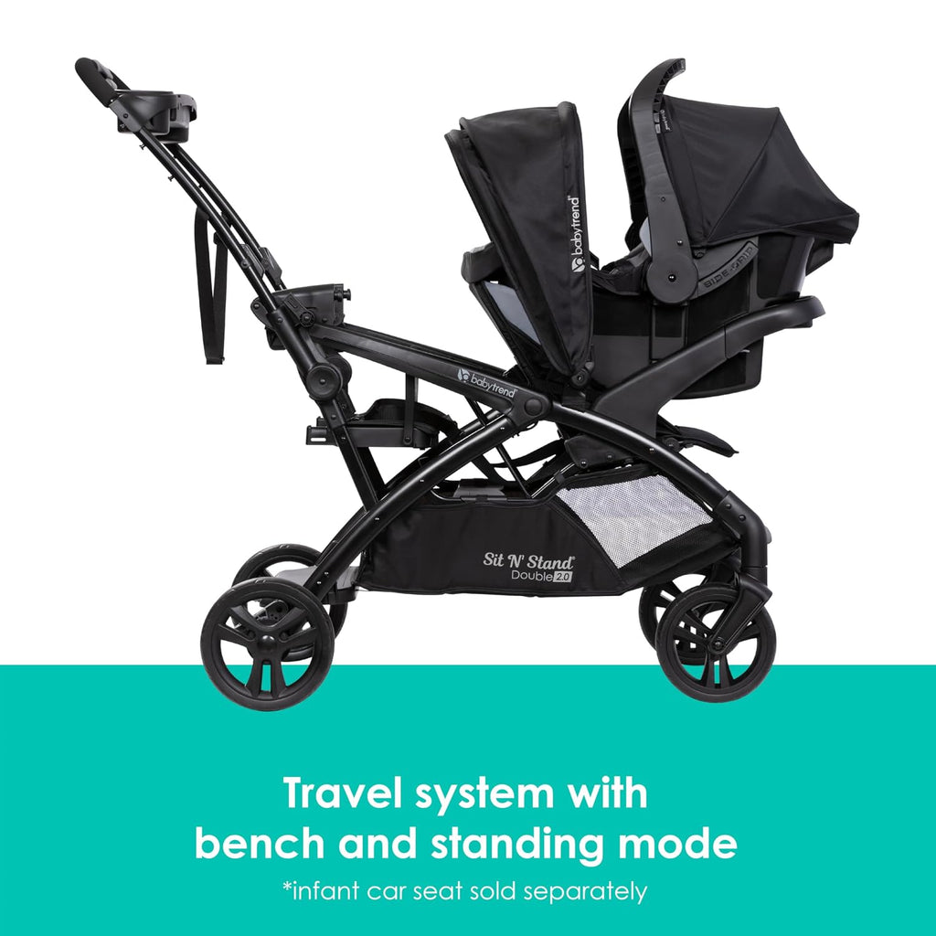 Baby Trend Sit N' Stand® Double 2.0 Stroller, Dash Black
