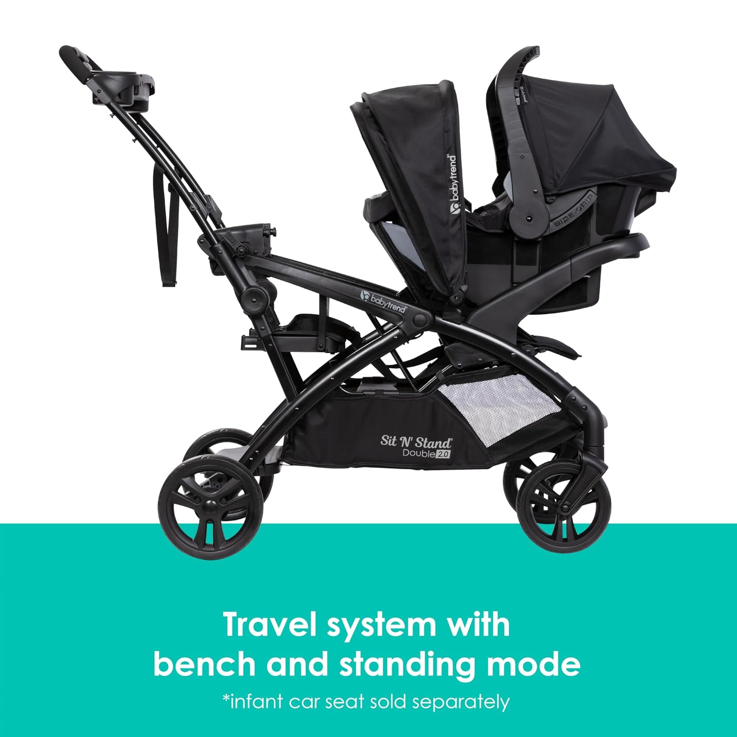 Baby Trend Sit N' Stand® Double 2.0 Stroller, Dash Black