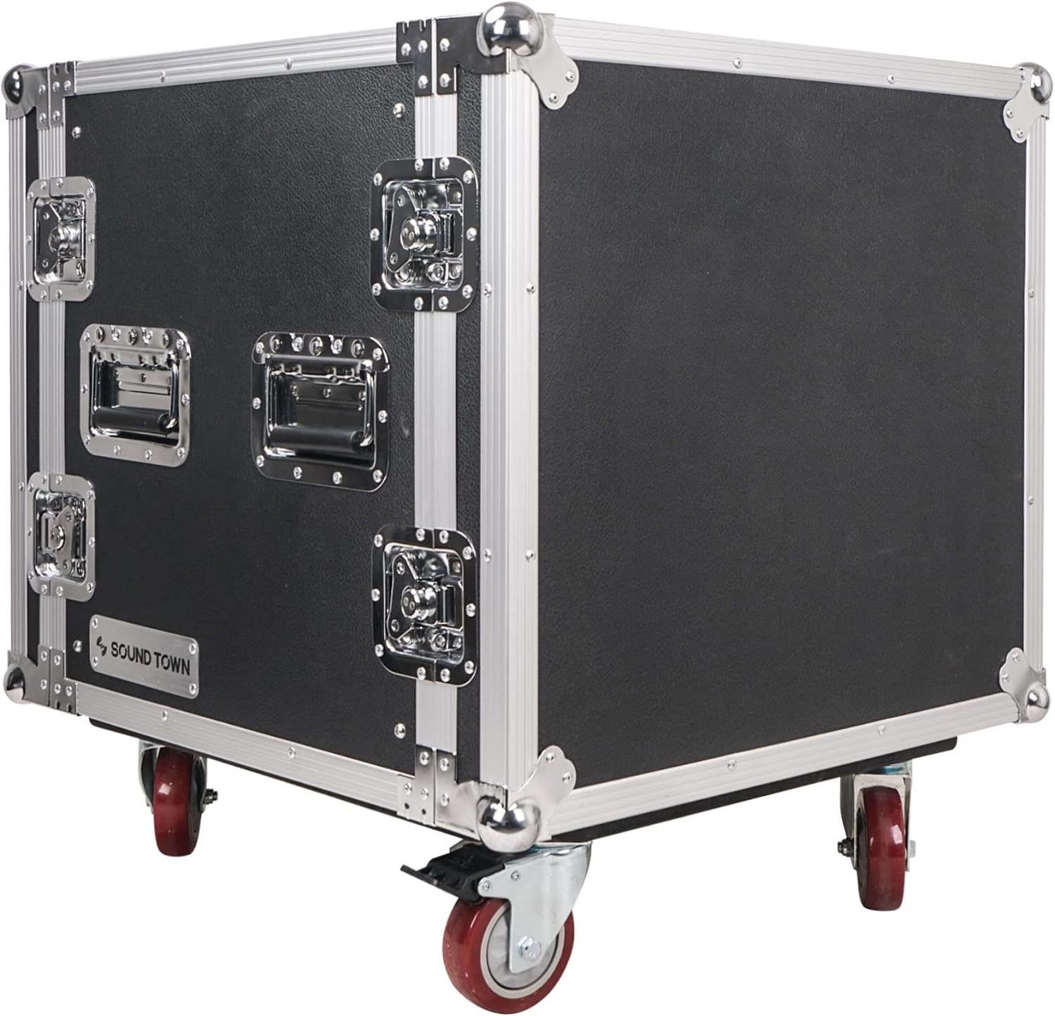 Sound Town Shock Mount 10U ATA Rack Case with 21' Rackable Depth and Casters, Pro Tour Grade (STRC-SP10UW)