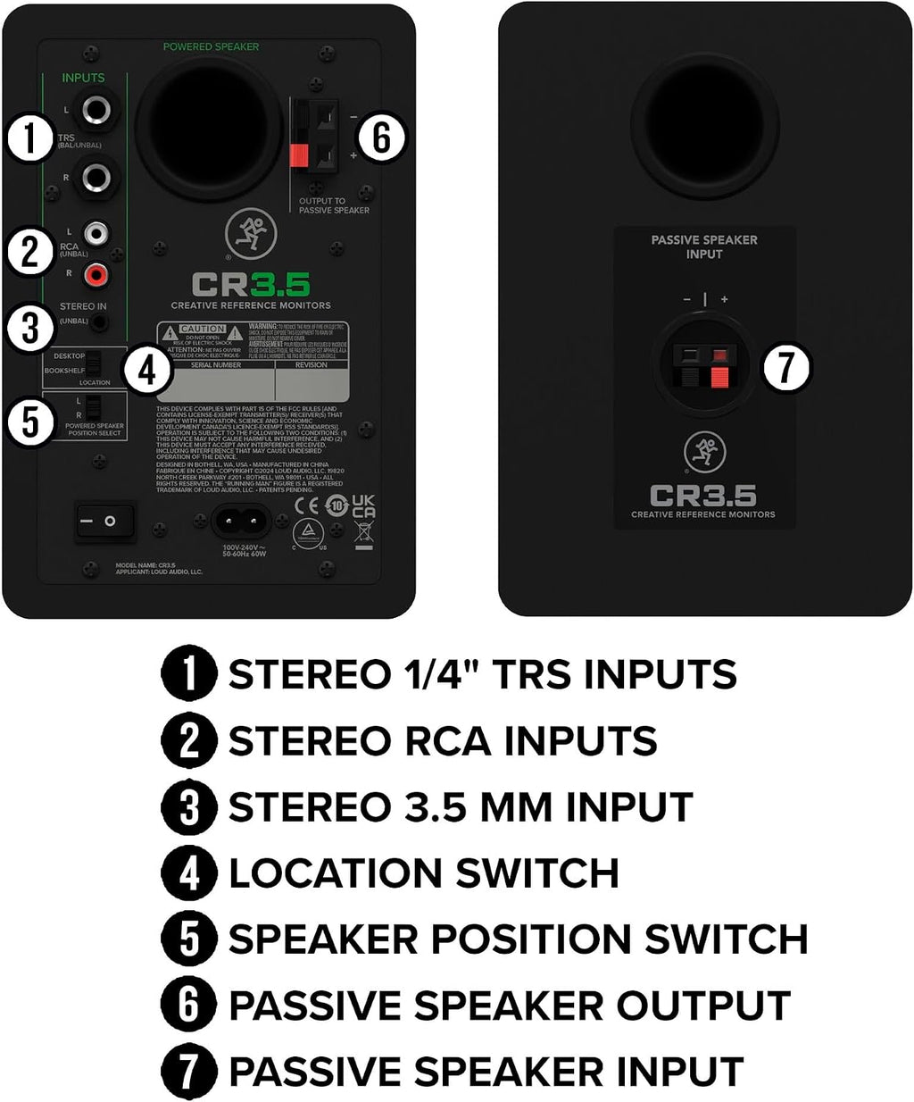 Mackie CR4.5 4.5' Creative Reference Powered Studio Monitors with Tone Knob and Location Switch — Active Speakers for Music Production, Desktop Computer, Gaming, HiFi Listening