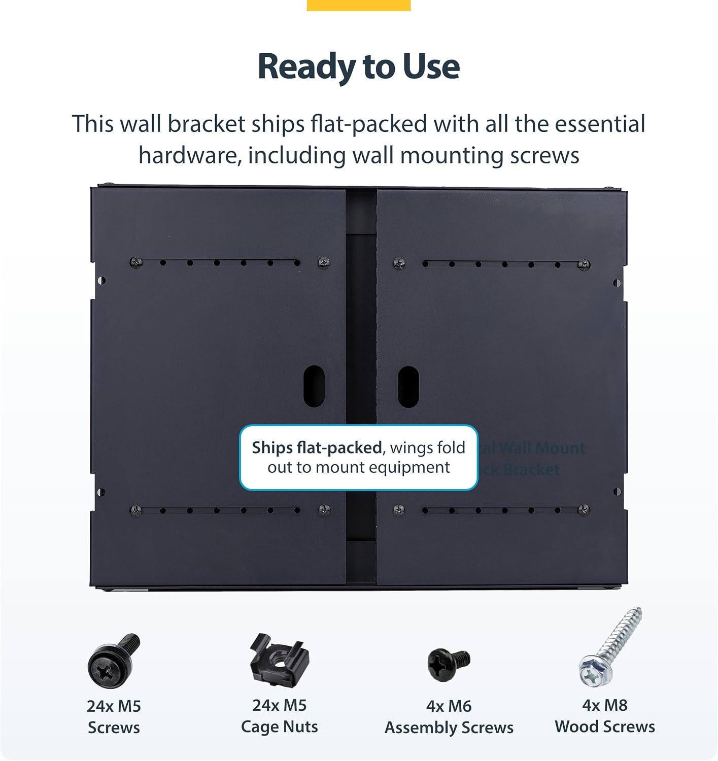 StarTech.com 2-Post 8U Wall Mounted Rack, Adjustable Depth up to 16in, for 19-inch Server/Data/Networking Equipment, Max 88lb