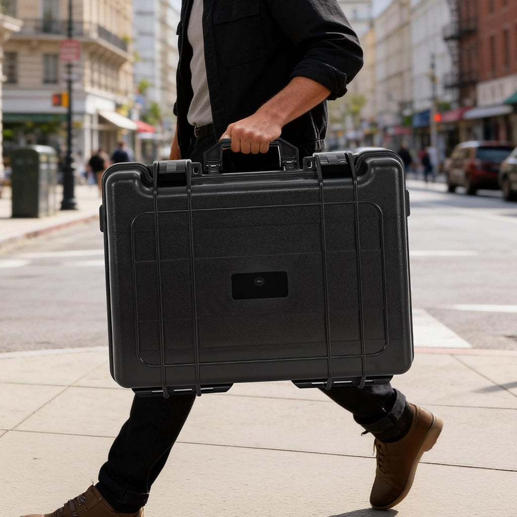 Hard Carrying Case,Shockproof Storage Box with Customizable Foam,Portable Protective Tool Box for Microphone,Recorder,Electronics,Tools,Cameras,Equipment and More, 21.5' x 17.3' x 6'