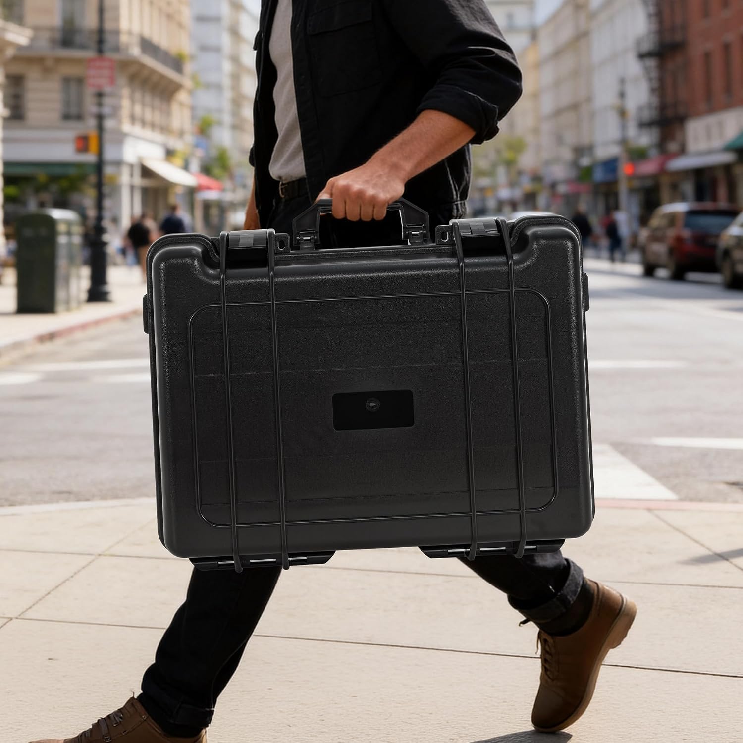 Hard Carrying Case,Shockproof Storage Box with Customizable Foam,Portable Protective Tool Box for Microphone,Recorder,Electronics,Tools,Cameras,Equipment and More, 21.5' x 17.3' x 6'