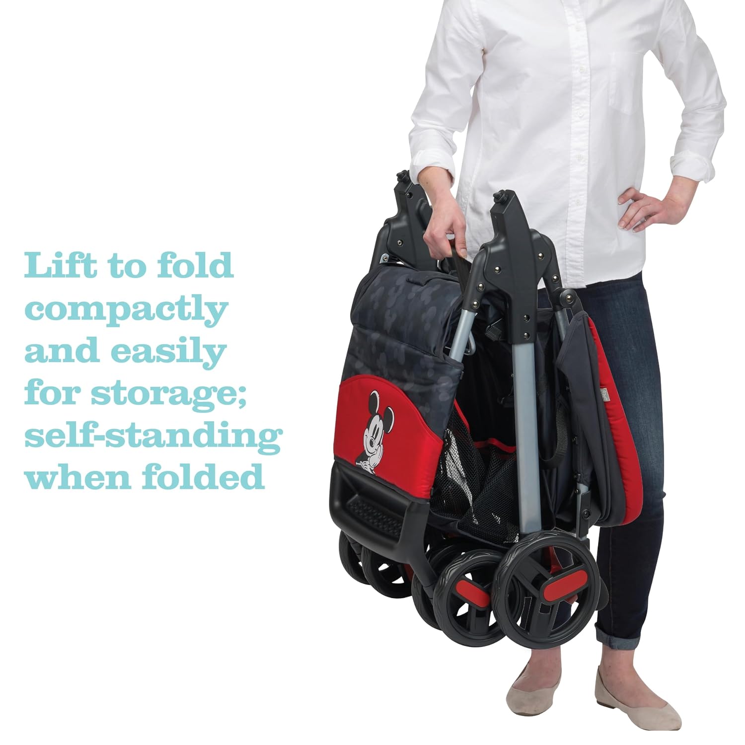 Disney Baby Mickey Mouse Simple Fold LX Travel System, Lift to fold compactly in Less Than a Second for Easy Storage; self-Standing When Folded, Mickey Blogger