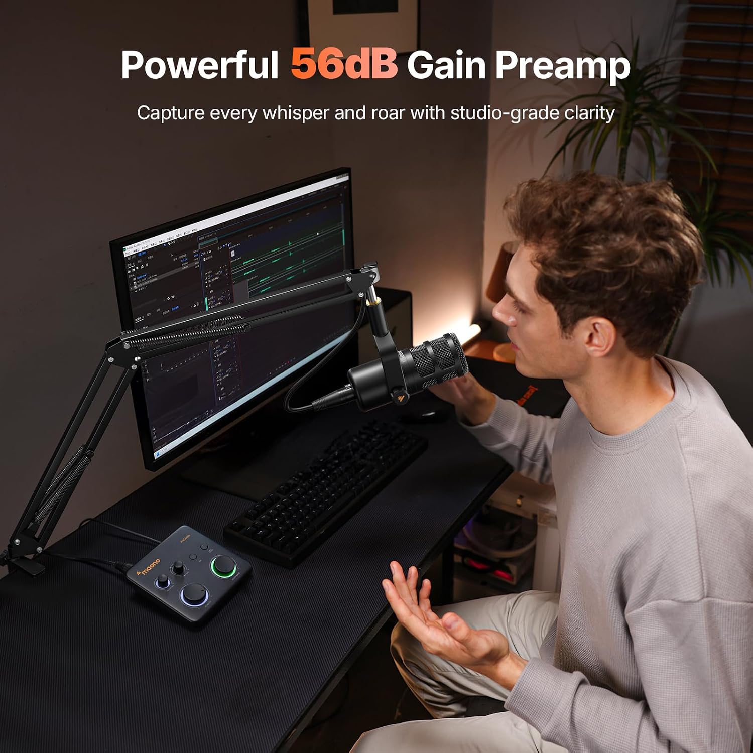 MAONO USB Audio Interface for PC: Interface with XLR Input 24-bit/192kHz Routing Software LOOPBACK ASIO Driver for Recording Music, Home-Studio, Guitar, Podcast, Streaming, DAW(PS22 Lite+PD100S)