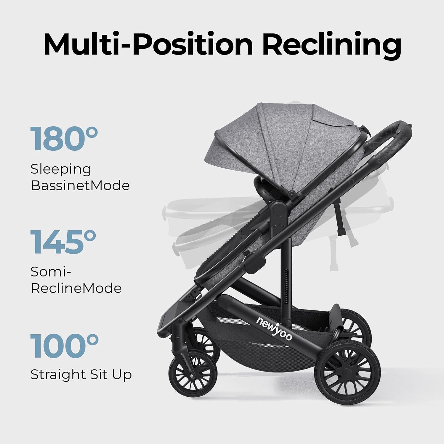 newyoo Infant Stroller with Bassinet Mode, Nestro 516M, Convertible Infant Strollers w Reversible Seat & Cup Holder, 2-in-1 Rear-Facing Pram from Newborn to Toddler, Gray