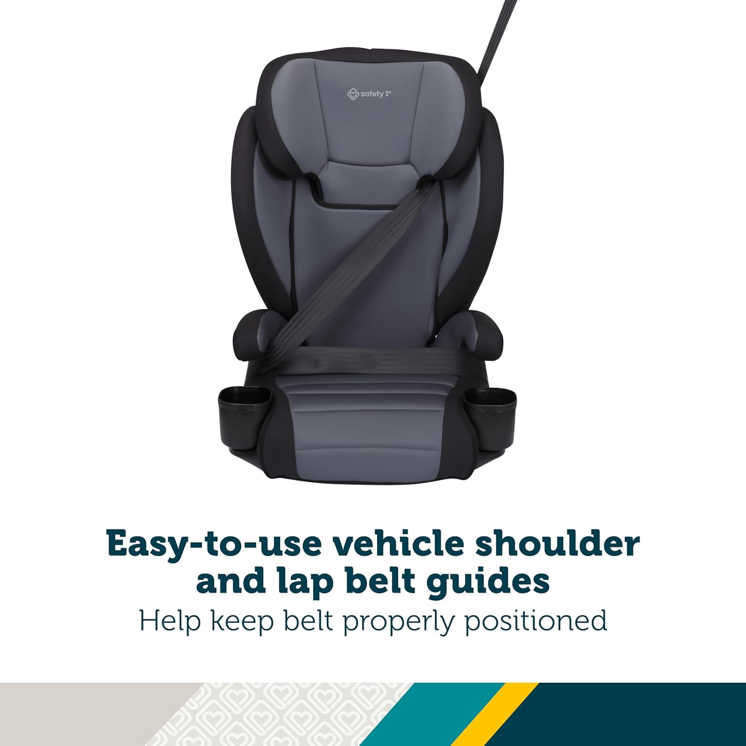 Safety 1st Grow and Go 2-in-1 Booster Car Seat with ComfortWings, Converts High-Back to Backless, 19' Wide, Fits 3 Across, Lightweight, Foldable, Easy-Clean, Cup Holders, 40-100 lbs, Sea Serpent