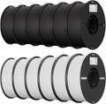 Creality 12 Pack PLA 1.75mm Filament Bundle for 3D Printing with No-Tangling Strong Bonding and Overhang Performance, Accuracy +/- 0.02mm (6 Black+6 White)