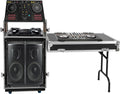 14U PA DJ Rack with 4 Wheels, Heavy-Duty Mobile Audio Equipment Cabinet with Side DJ Table Top, 661 lbs Capacity Studio Rack for Mixer, Amplifier, Speakers (14U/Side Table)
