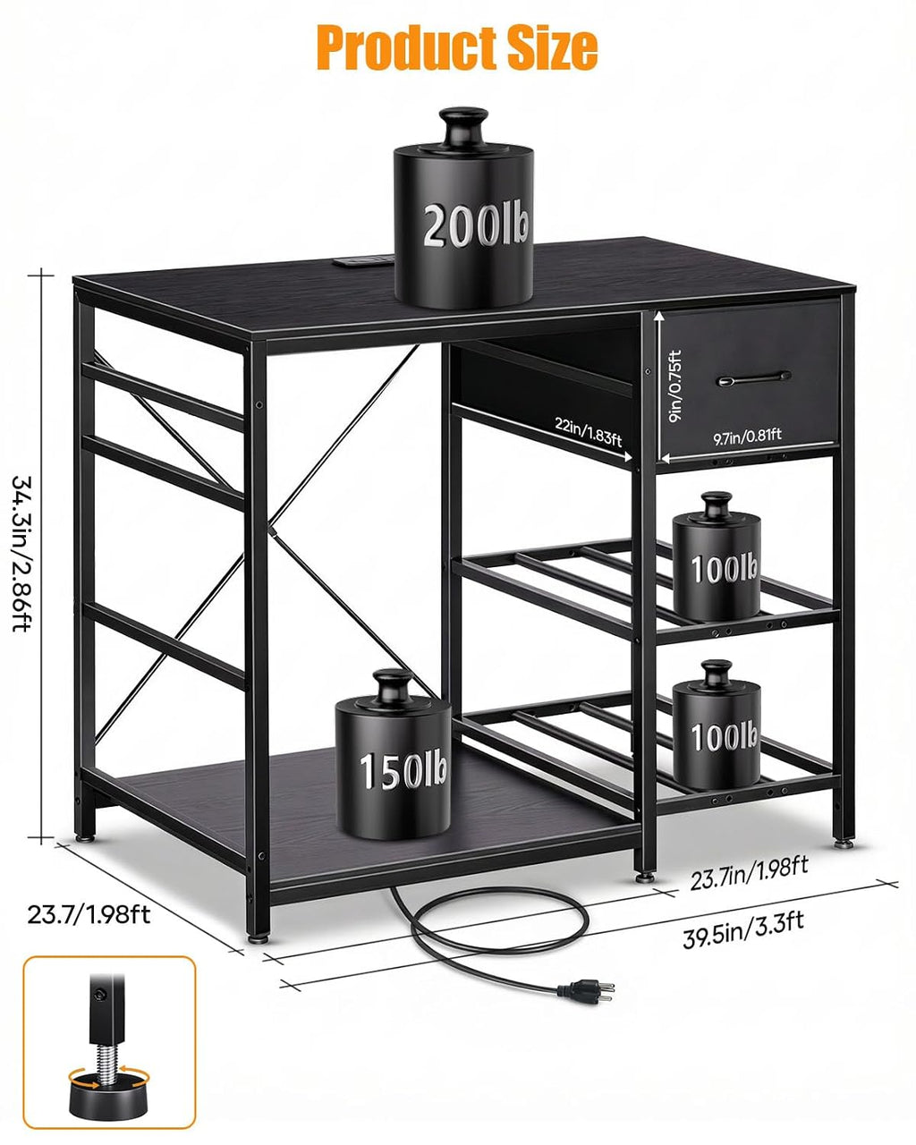 3D Printer Stand with Filaments Storage - 3D Printer Table Filament Storage Rack Heavy Duty 3D Print Desk with Drawer for Workshop Studio Office
