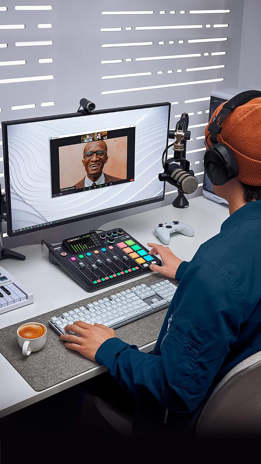 Rode RODECaster Pro II Audio Production Studio Bundle with Zoom ZDM-1 Podcast Mic Pack, StreamEye Adjustable Boom Arm, 32GB microSD Card and StreamEye Polishing Cloth
