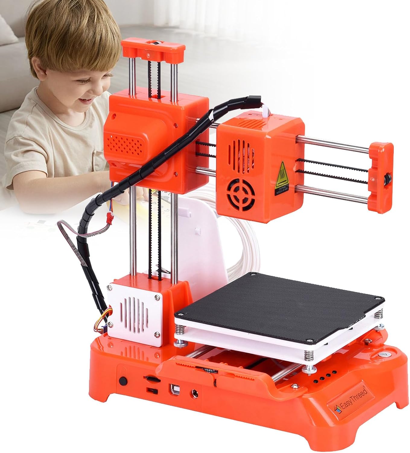 3D Printer, Mini DIY 3D Printers Desktop Kit, 3D Printer with Pla Filament Magnetic Removable Plate USB Cable Tf Card Max Print Speed 40mm/S, for Beginners Kids Teens