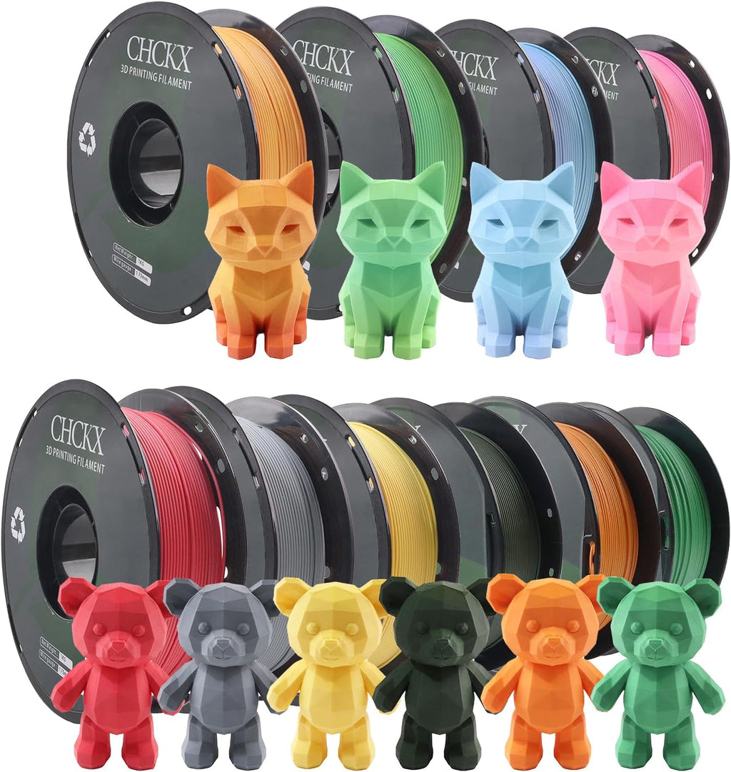 Matte PLA 3D Printer Filament Bundle, 1KG Spool(2.2lbs),Dimensional Accuracy +/- 0.02mm,1.75mm PLA Filament for Most FDM 3D Printers,10 Different Color