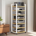 7-tier Av Media Stand, Audio Rack With Adjustable Shelves, Stereo Racks And Stands With Wheels, Stereo Rack For Home, Office, Theater(C)