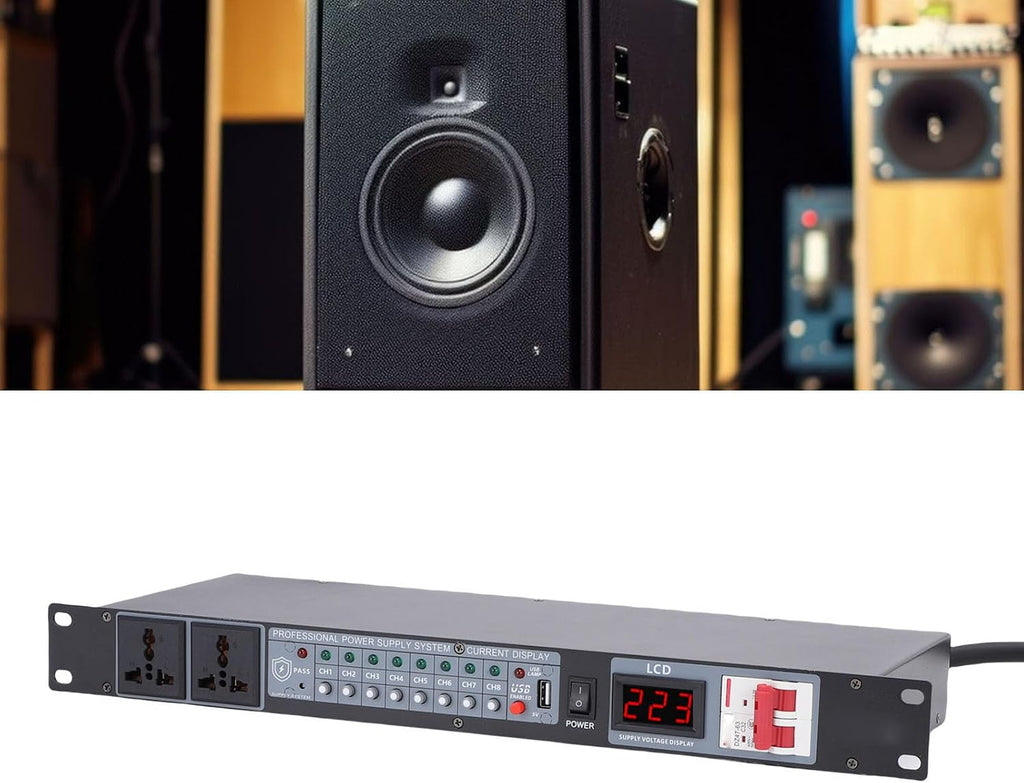 Diydeg 10 Outlet Power Sequencer, Rack Mount Power Conditioner for Audio Equipment with Independent Controls, Audio Digital Powers Supply Controller Regulator for Home, Studio (US Plug)