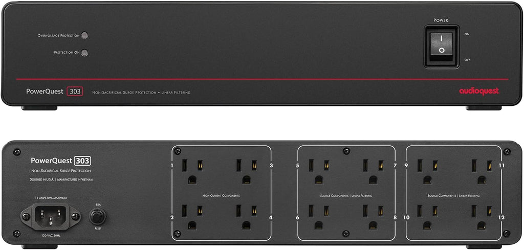 AudioQuest PowerQuest 303 12-Outlet Power Conditioner with Non-Sacrificial Surge Protection (North America)