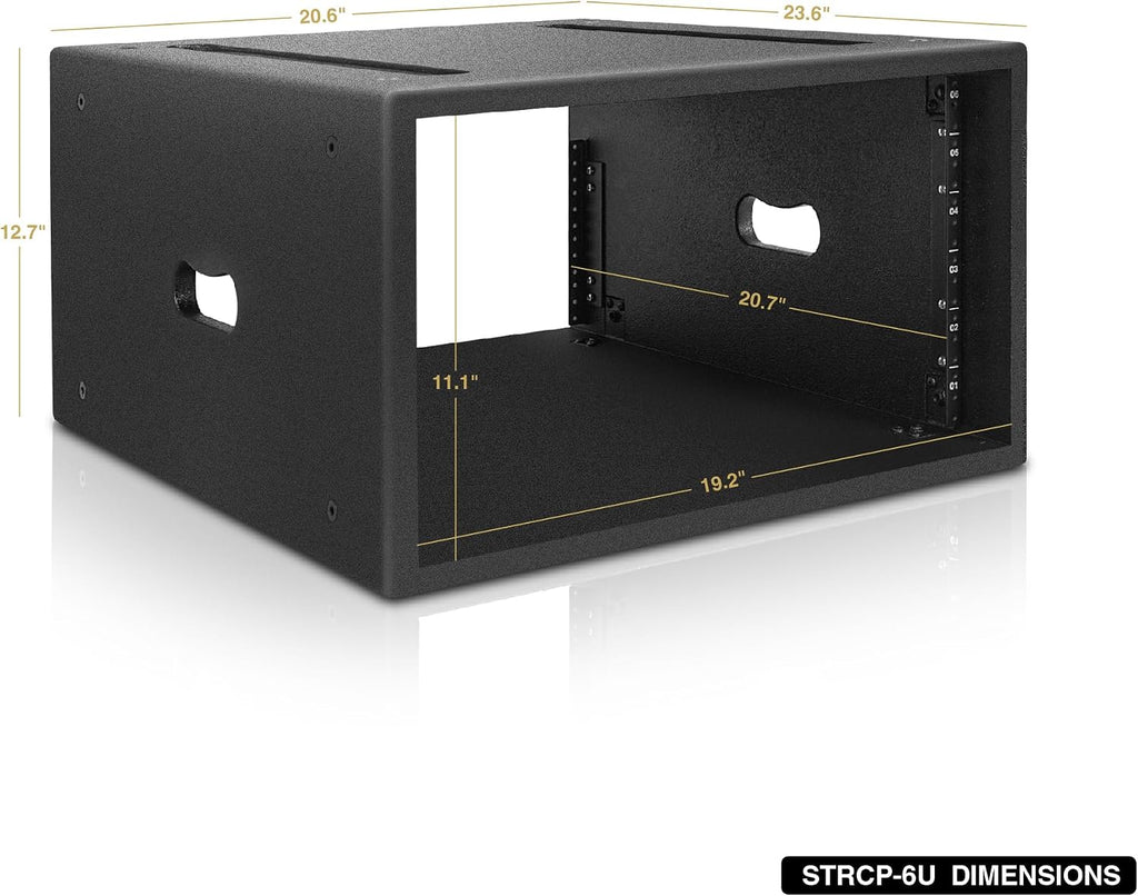 Sound Town 6U PA/DJ Rack/Road Case with 6-Space, Industry-Grade 0.7' (18mm) Plywood with Polyurea Coating, 20.7' Rackable Depth - Pro Tour Grade (STRCP-6U)