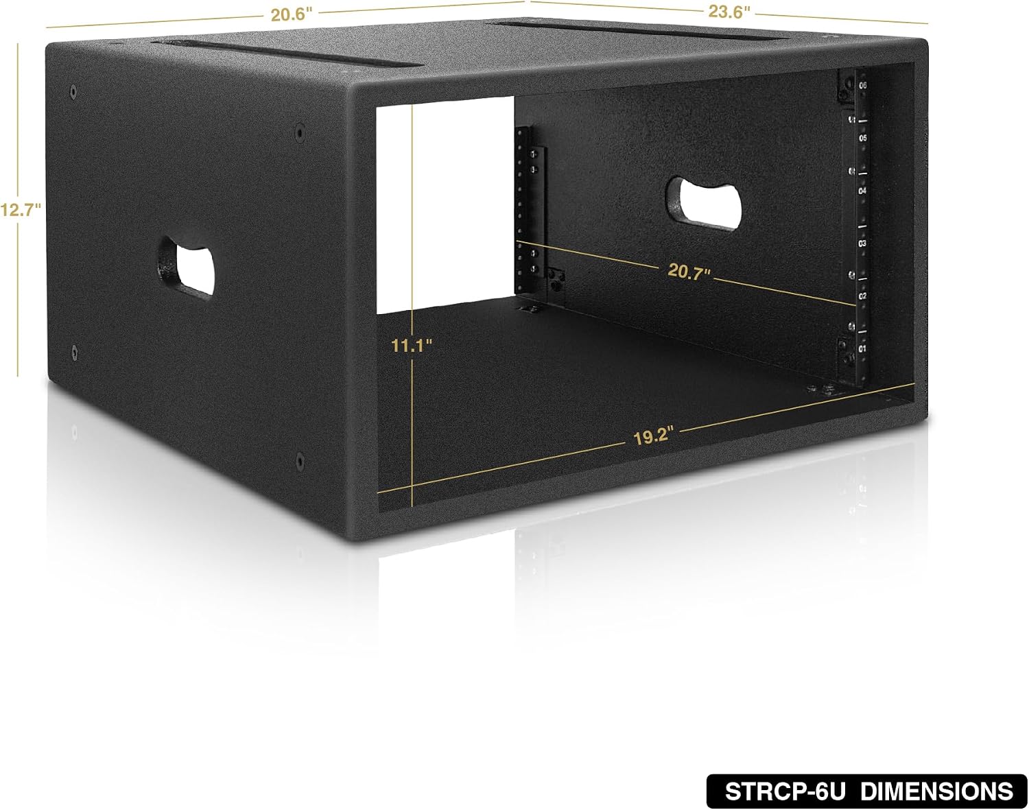 Sound Town 6U PA/DJ Rack/Road Case with 6-Space, Industry-Grade 0.7' (18mm) Plywood with Polyurea Coating, 20.7' Rackable Depth - Pro Tour Grade (STRCP-6U)