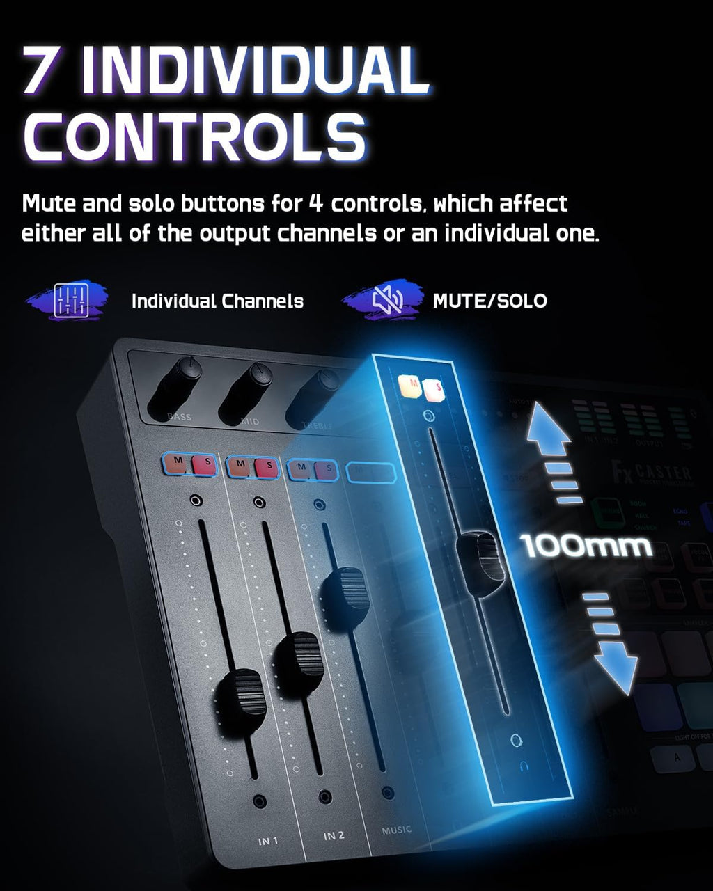 ALABS Fxcaster Podcast Equipment Bundle - All-in-One Podcasting Starter Setup with 7-Channel Soundboard, Audio Interface, and 25mm Diaphragm XLR Microphone for Live Streaming, Recording, and TikTok
