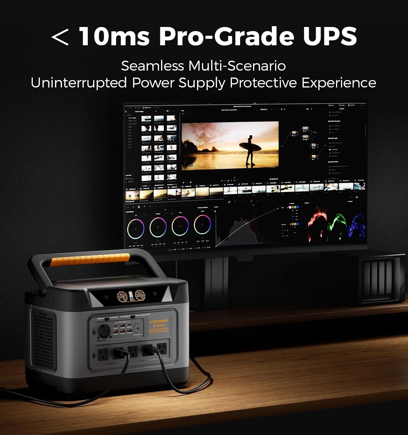 UDPOWER S1200 Portable Power Station(Solar Panel Option) | 1200W (1800W Surge) Pure Sine Wave AC + Max 400W Solar Input | UPS Backup for Home, RV & Emergencies | UL2743 Certified (UDS1200)