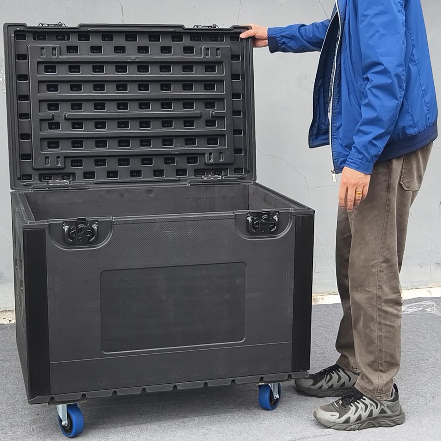 Cable Trunk Road Case Professional Stackable ATA Rolling Storage Road Cases with Wheels Lockable Casters Waterproof Touring Utility Tours for Pro Audio & DJ Equipment (35x22x24 Inches)