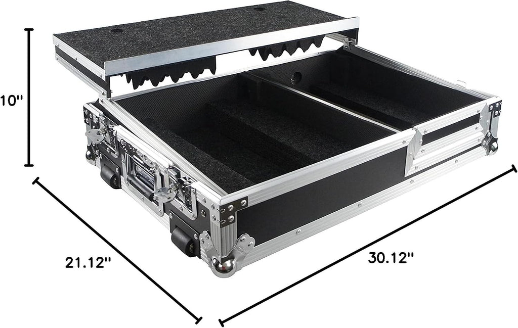 Harmony Audio Cases Compatible With Rane Twelve And Rane 72 HCRN1272WLT Flight DJ Road Custom Case With Laptop Tray