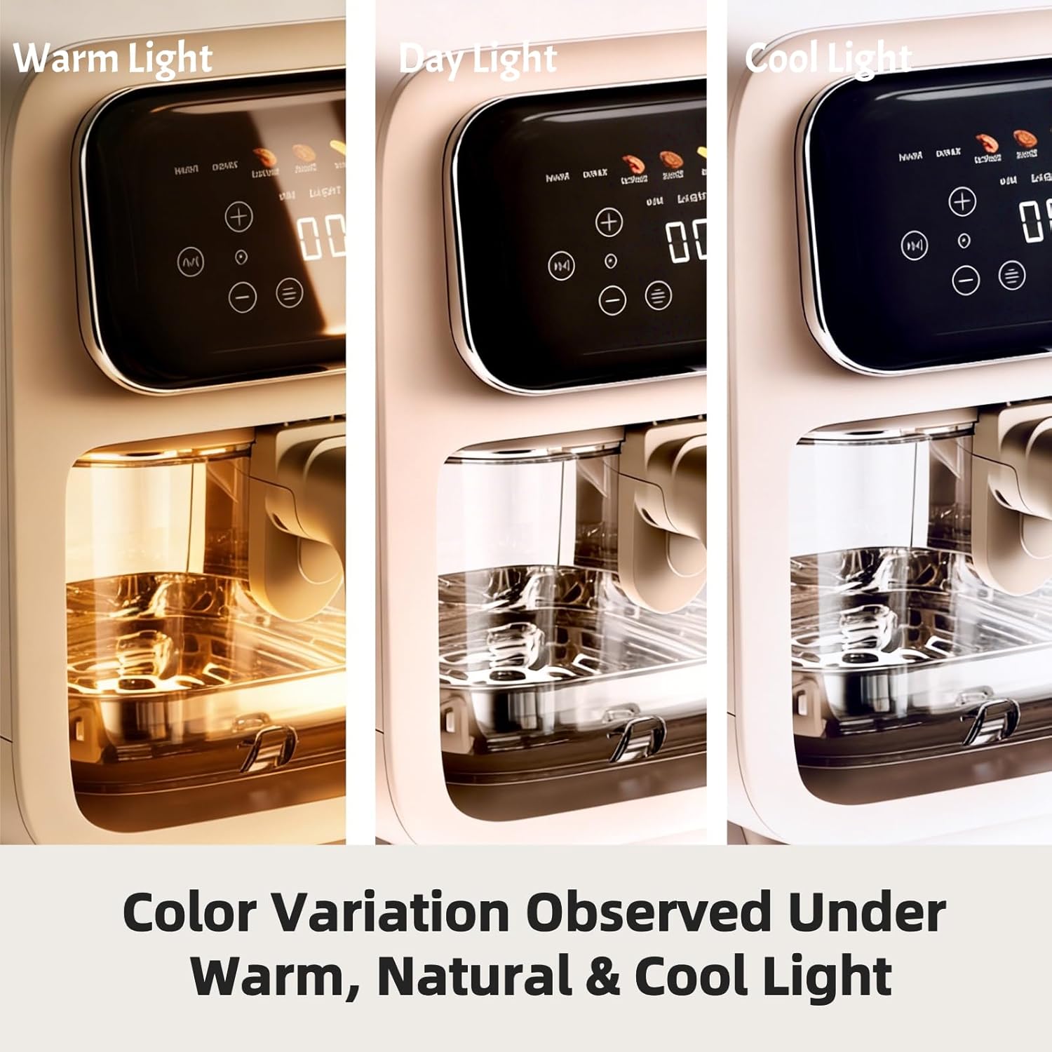8-1 Glass Air Fryer | Non-Toxic | 400°F | 4QT TempWare Glass Bowl | Freezer & Dishwasher Safe | Wings，Steak，Fries & More | Air Fry Bake Roast Recrisp | Light Pinkish Beige
