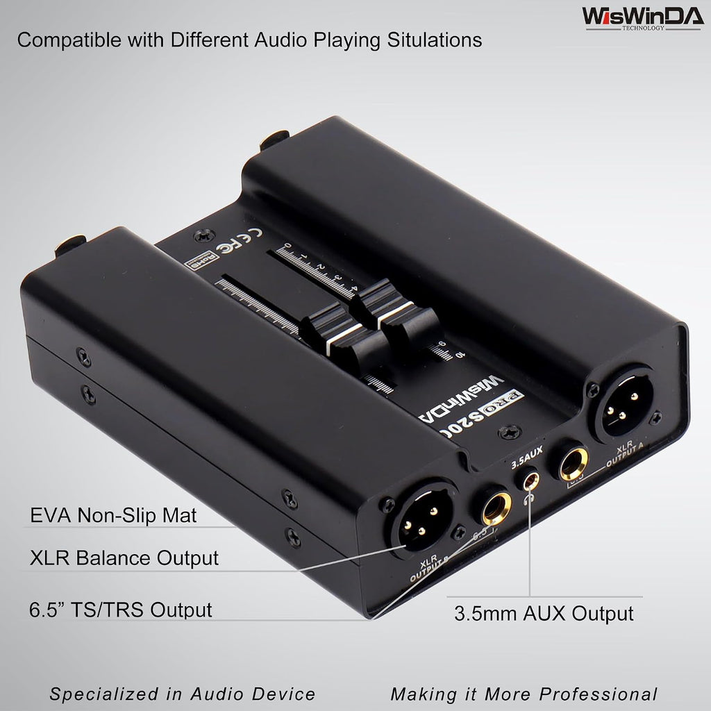 VS200 2Channels Pro XLR/AUX/TS/TRS Passive Hum Eliminator Box with Fader Variable Volume Controller for Audio Equipments Ground Loop Isolator Noise Filter for Different Audio Situation Using