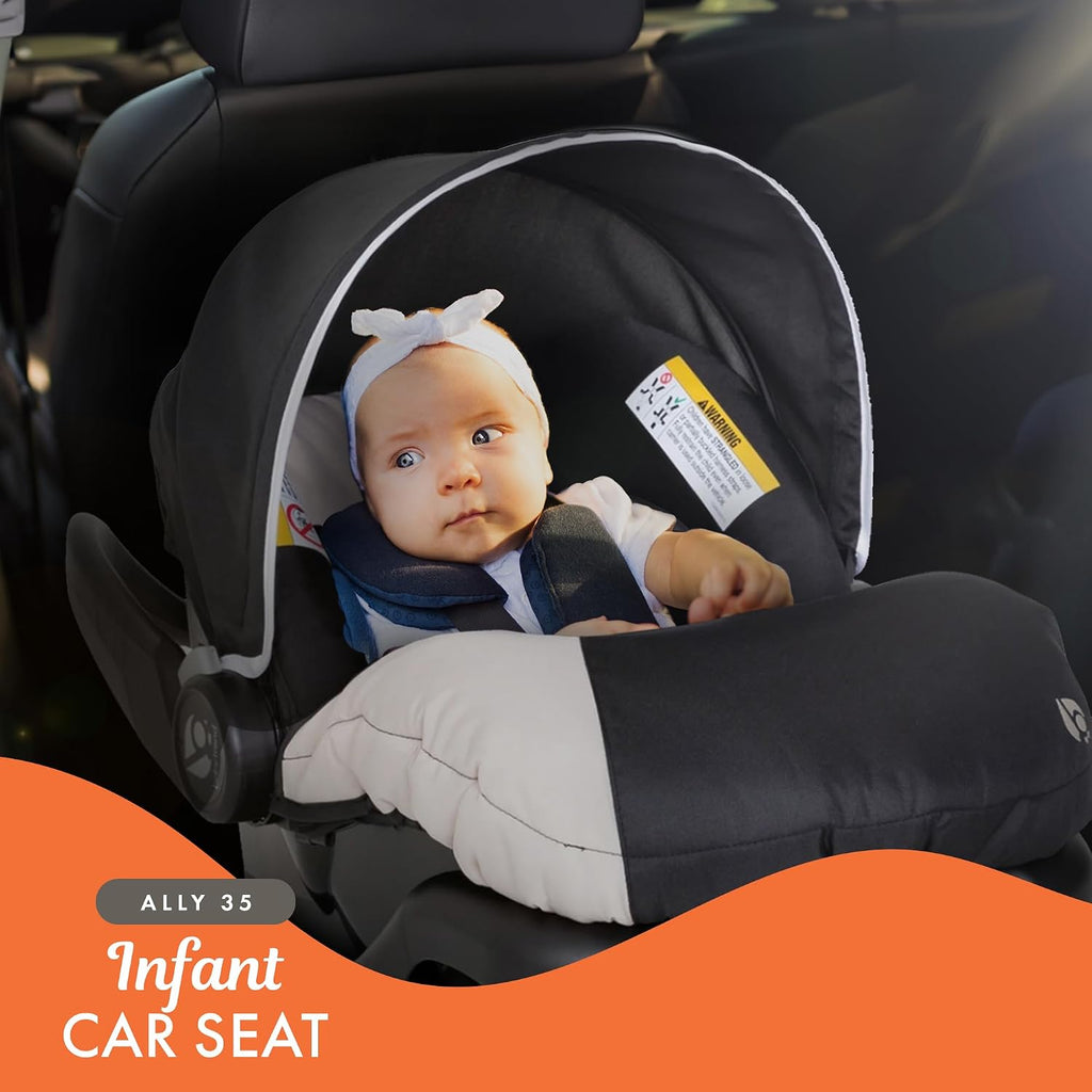 Baby Trend Ally Newborn Baby Infant Car Seat Carrier Travel System with Harness and Extra Cozy Cover for Babies up to 35 Pounds, 2 Pack, Khaki