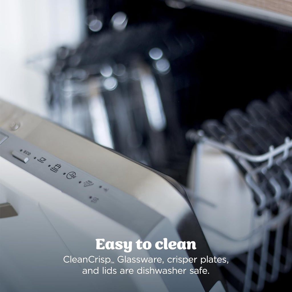 Ninja Crispi Pro 6-in-1 Glass Air Fryer | 450°F, Nontoxic, 6qt & 2.5qt Containers & Lids | Microwave, Freezer, Dishwasher Safe | Max Crisp, Air Fry, Bake, Roast, Recrisp, Dehydrate | Bone | AS101LG